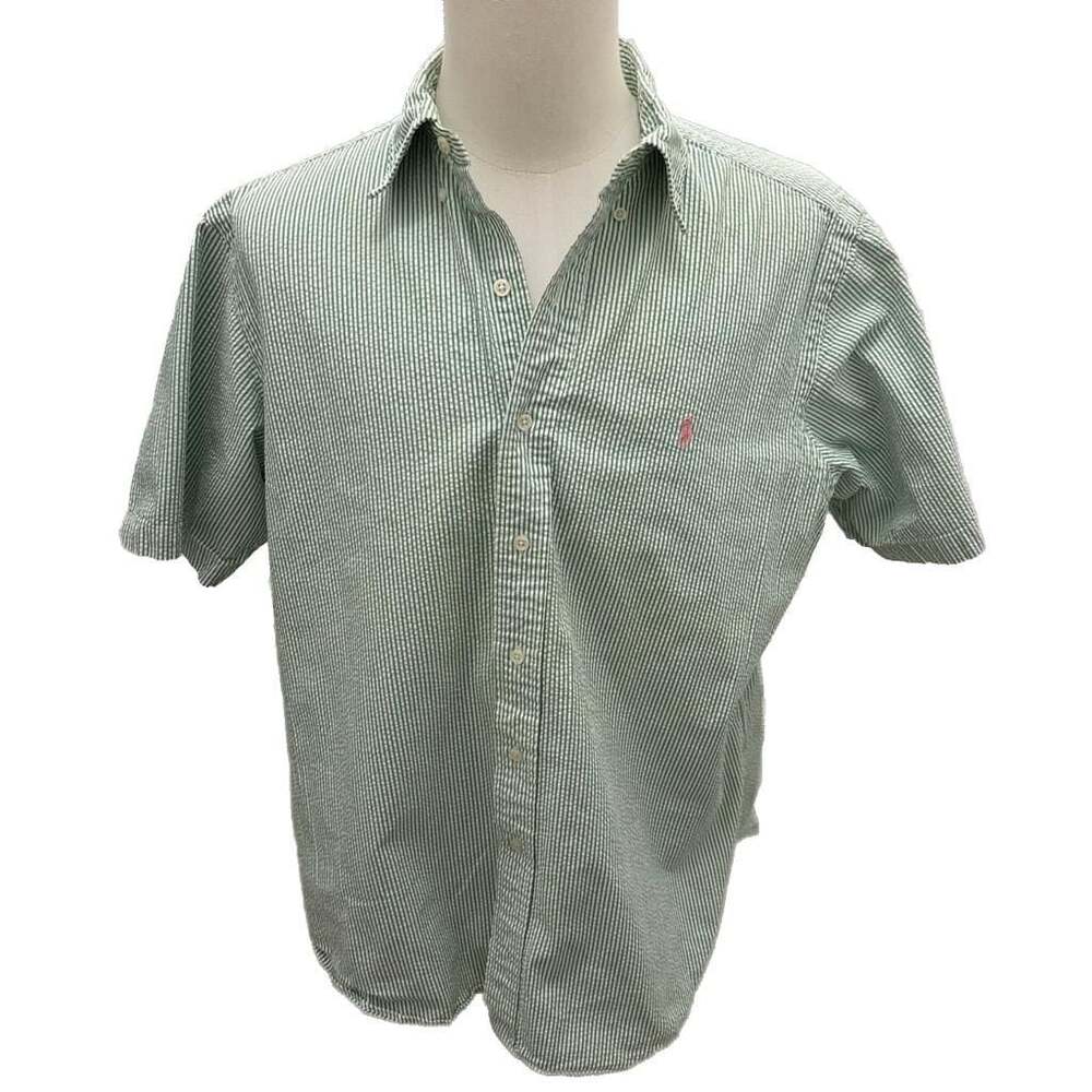 Ralph Lauren Classic Fit Green Seersucker Short Sleeve Button Down Men’s XL